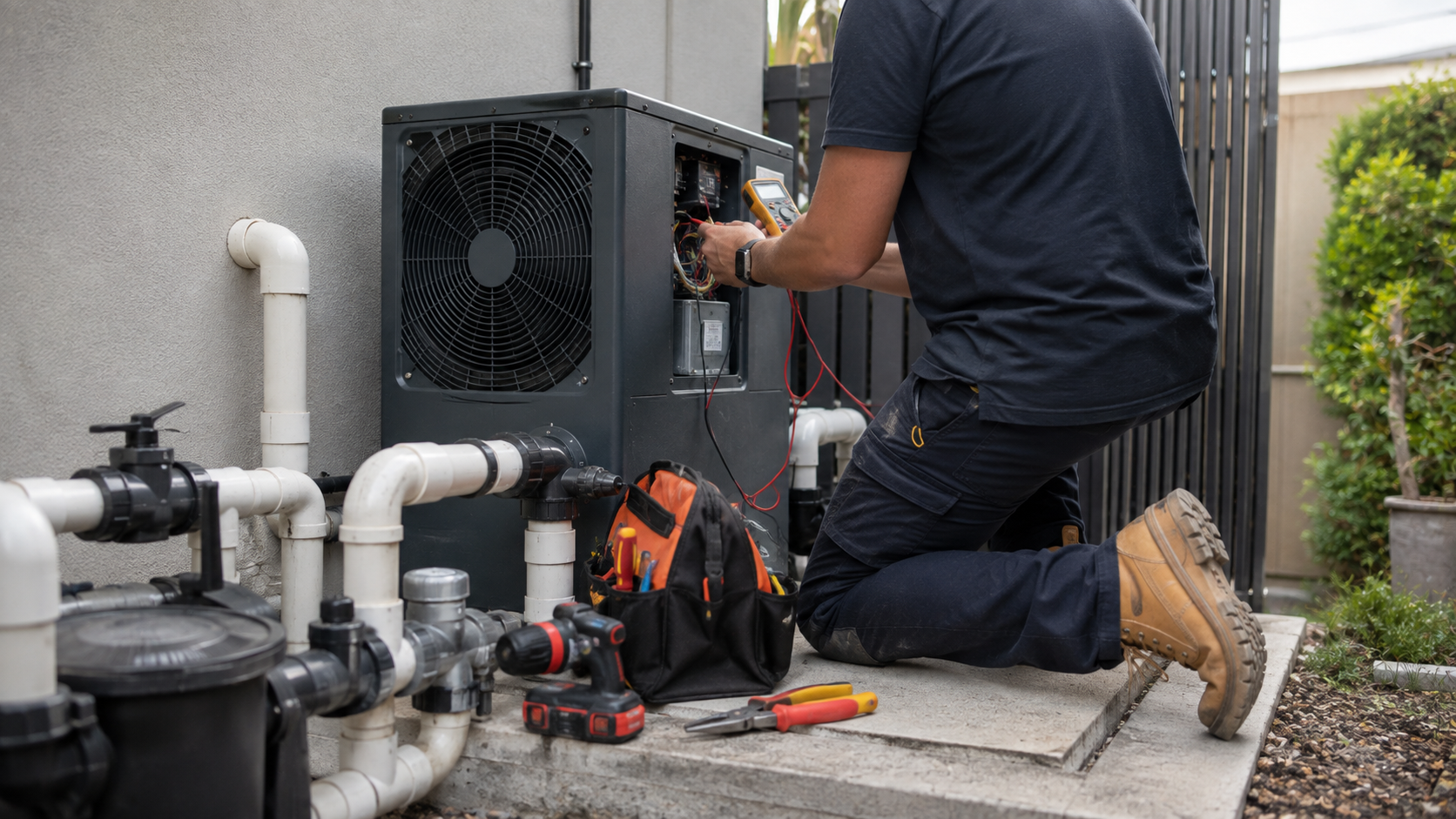 Pool equipment being serviced